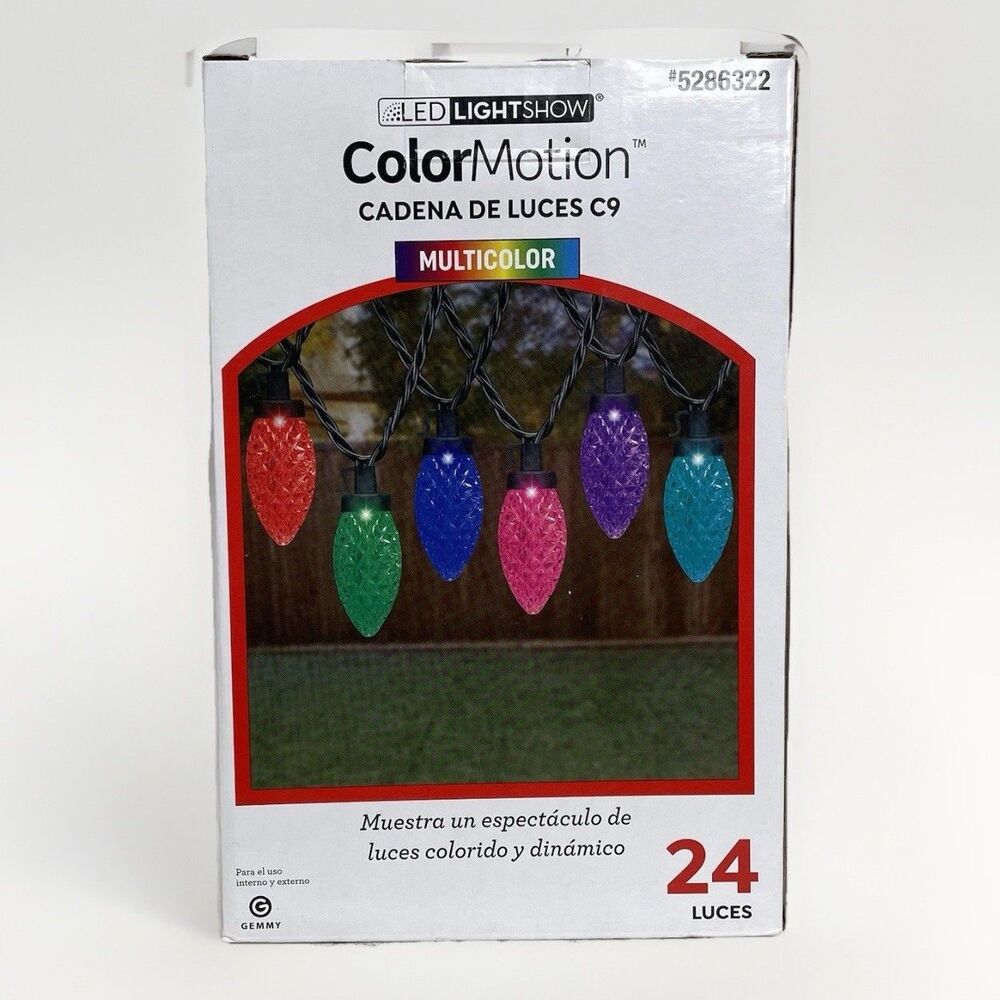 Gemmy Lightshow 24 Count 23ft C9 Color Motion Multicolor LED Christmas Lights